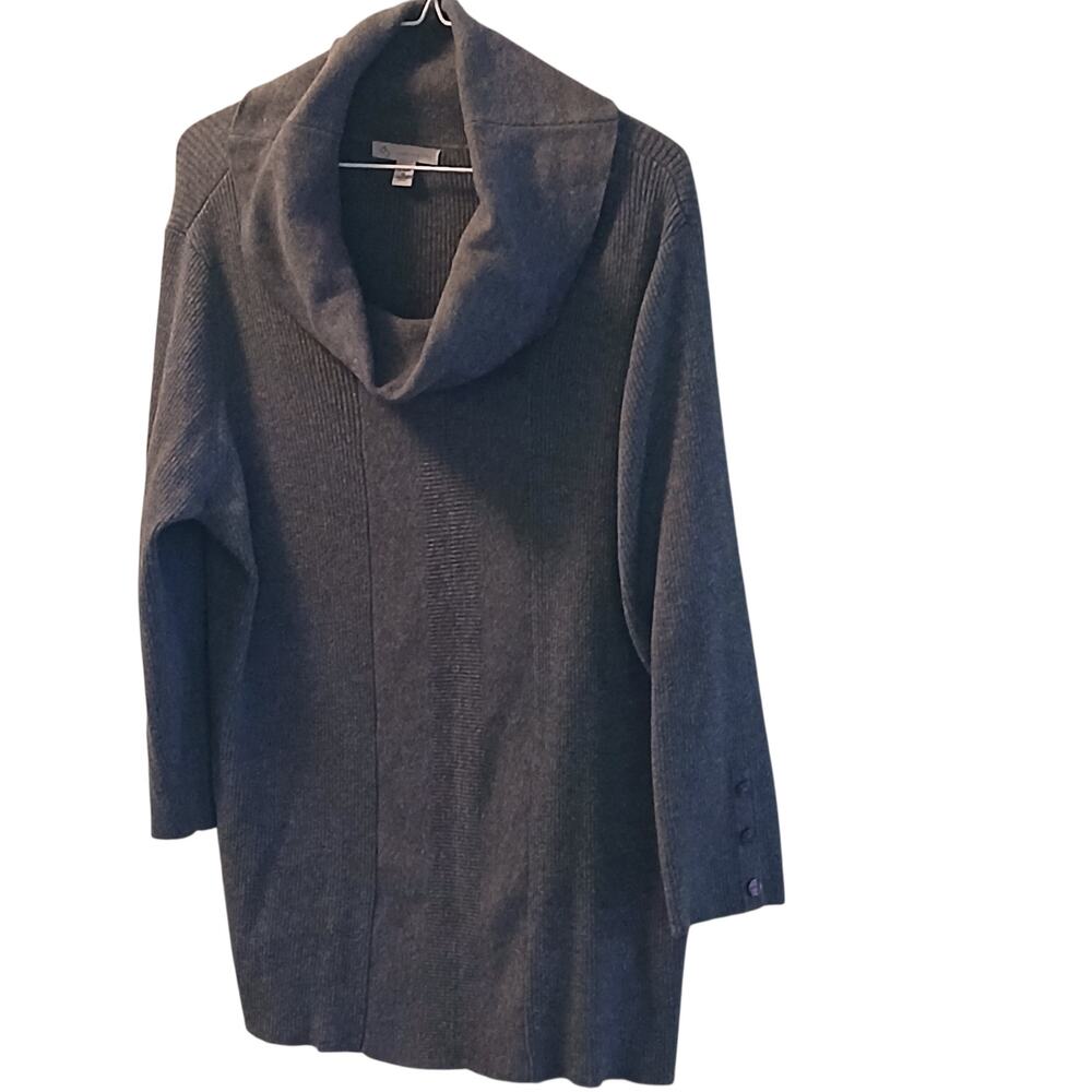 DB ESTABLISHED 1962 GRAY COWL NECK 3 BUTTON DETAIL PULLOVER LONG SLEEVE 1X